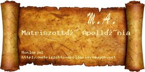 Matriszottó Apollónia névjegykártya